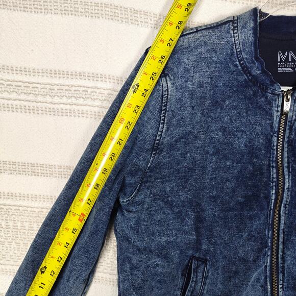 Marc New York Blue Denim Jacket Bomber Style Lined Zip Front Size XL - Picture 6 of 9